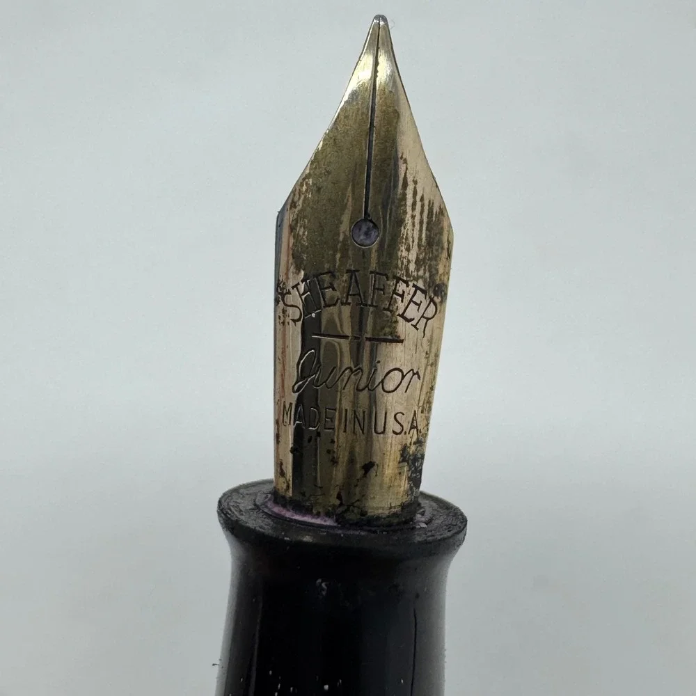 Vintage Sheaffer Jr Fountain Pen‎ Black Abalone Shell Flake Celluloid USA Made